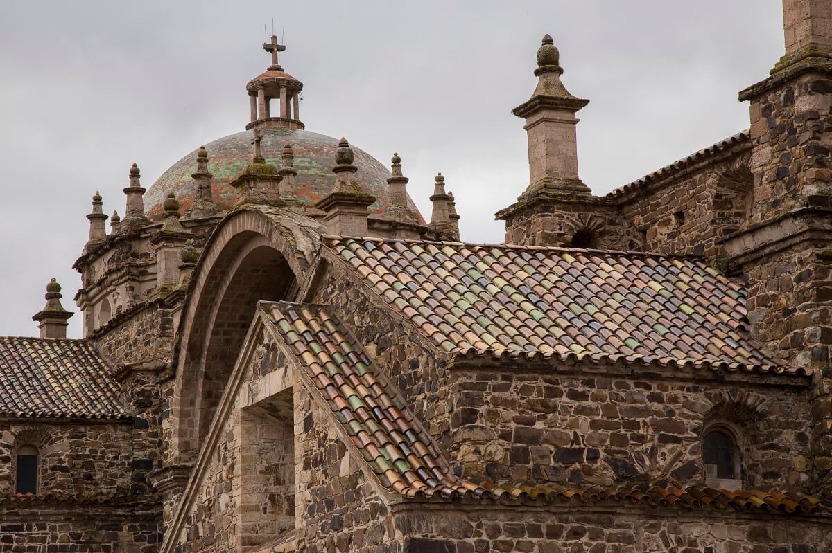 Colorful roof tiles on the church of Lampa, Peru - RESPONSible Travel Peru