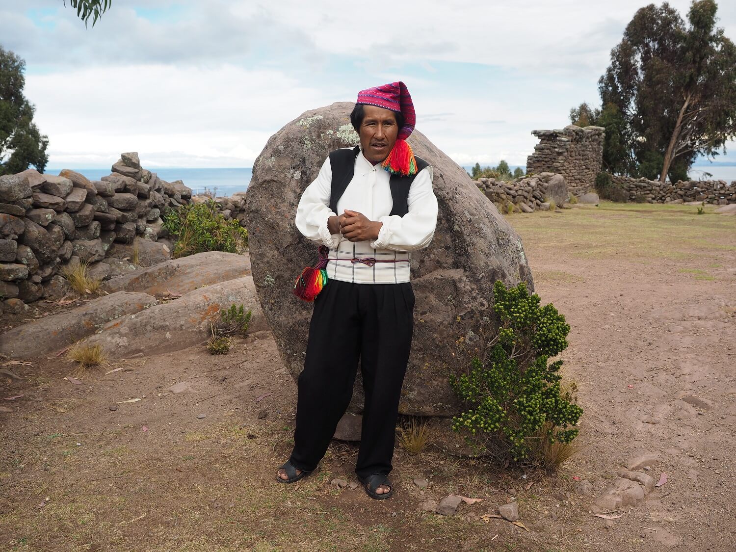 11Homestay host from Taquile island in Lake Titicaca dressed in traditional clothes. Community-Based tourism in Peru with RESPONSible Travel Peru