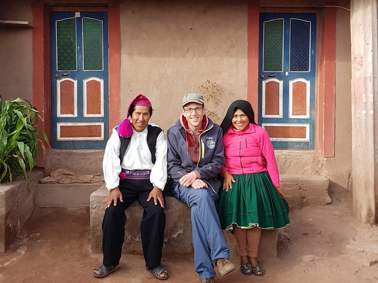 11Guido from RESPONSible Travel Peru with homestay hosts Celso and Juana on Taquile island