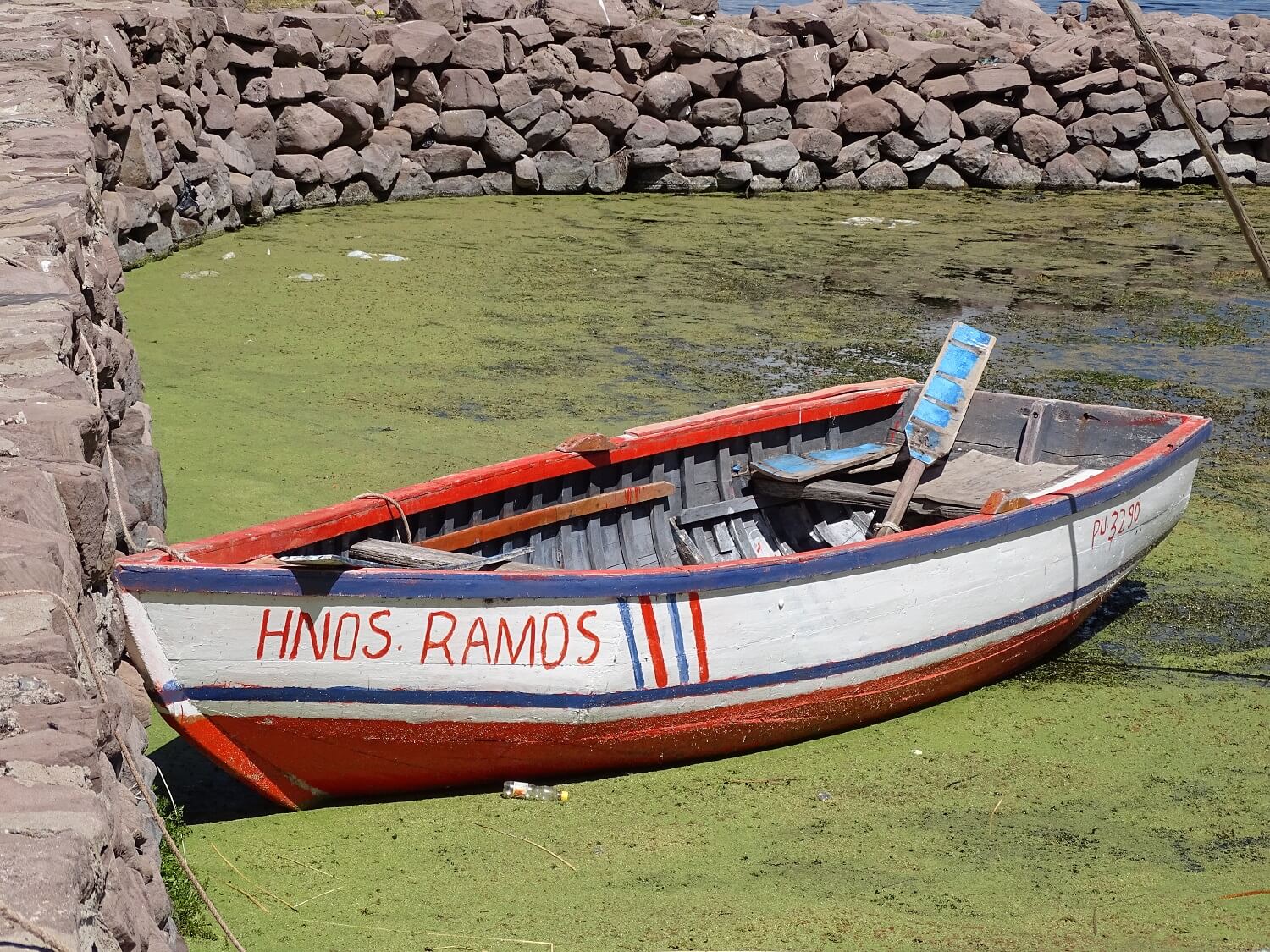 11A fisherman's boat at the port of Llachón, Lake Titicaca. | RESPONSible Travel Peru