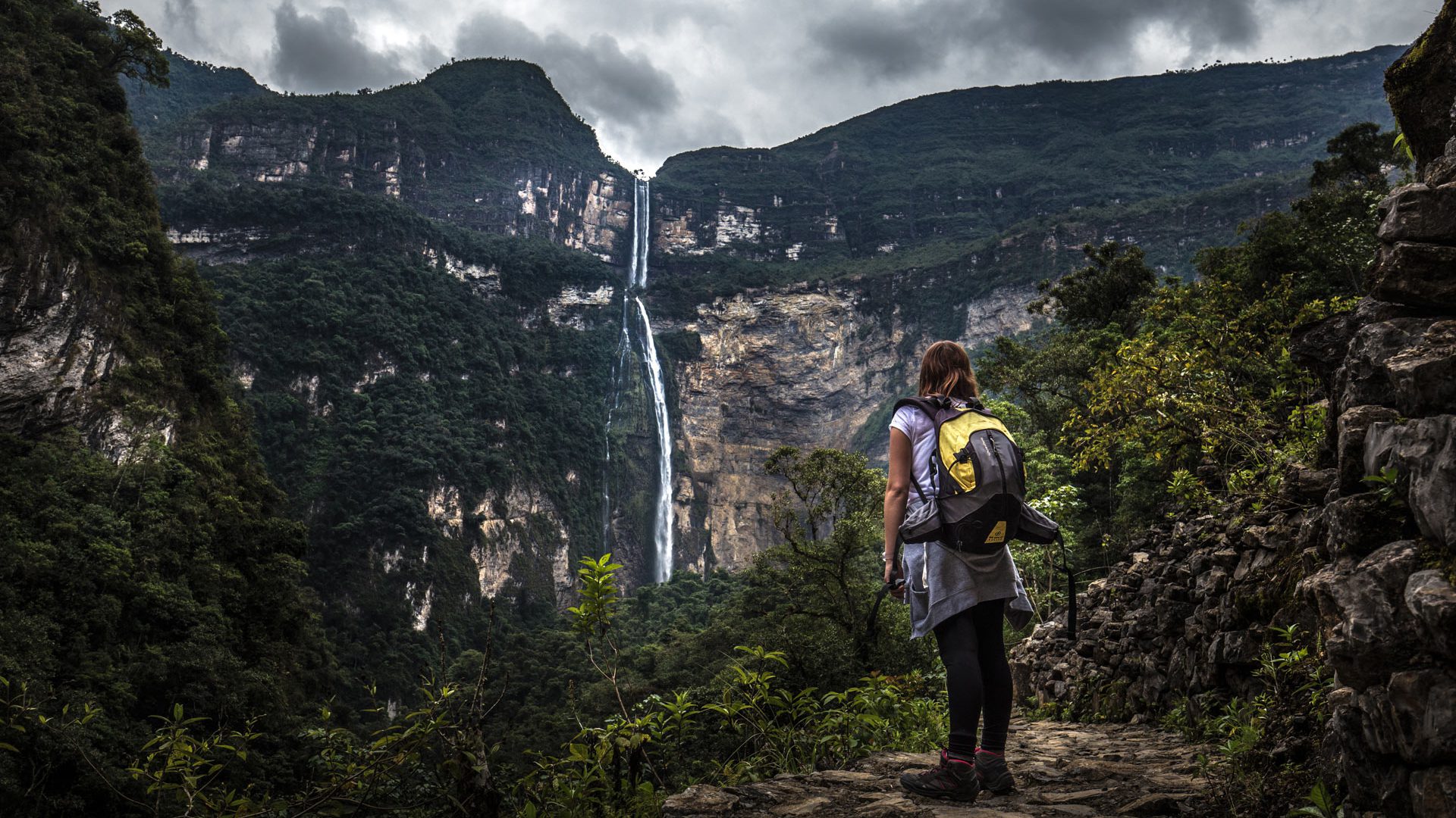 11Girl looking at Gocta waterfall from afar