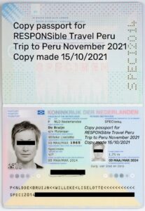 Dutch passport specimen as an example on how to prepare a passport to send it to your tour operator. Find out more at RESPONSible Travel Peru's website