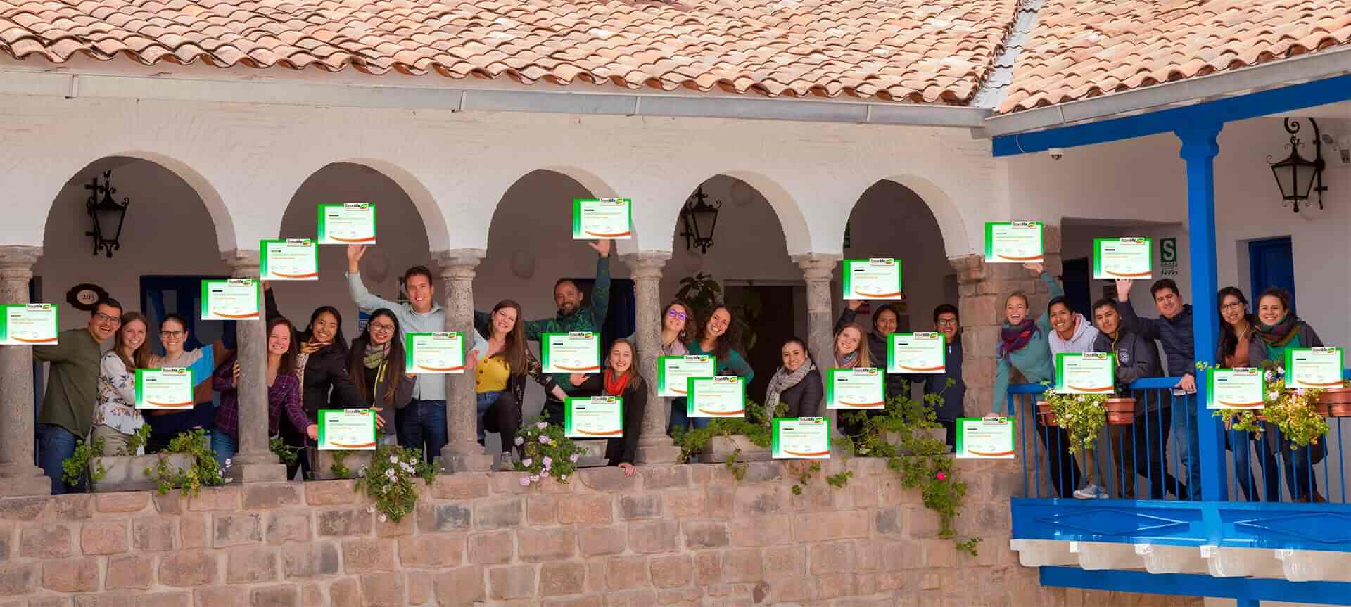 The whole RESPONS team in 2019 managed to get a Travelife certificate for Sustainability Manager. Sustainable tourism with RESPONSible Travel Peru.