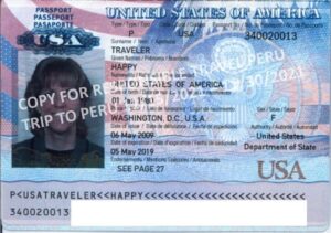 USA passport specimen as an example on how to prepare a passport to send it to your tour operator. Find out more at RESPONSible Travel Peru's website