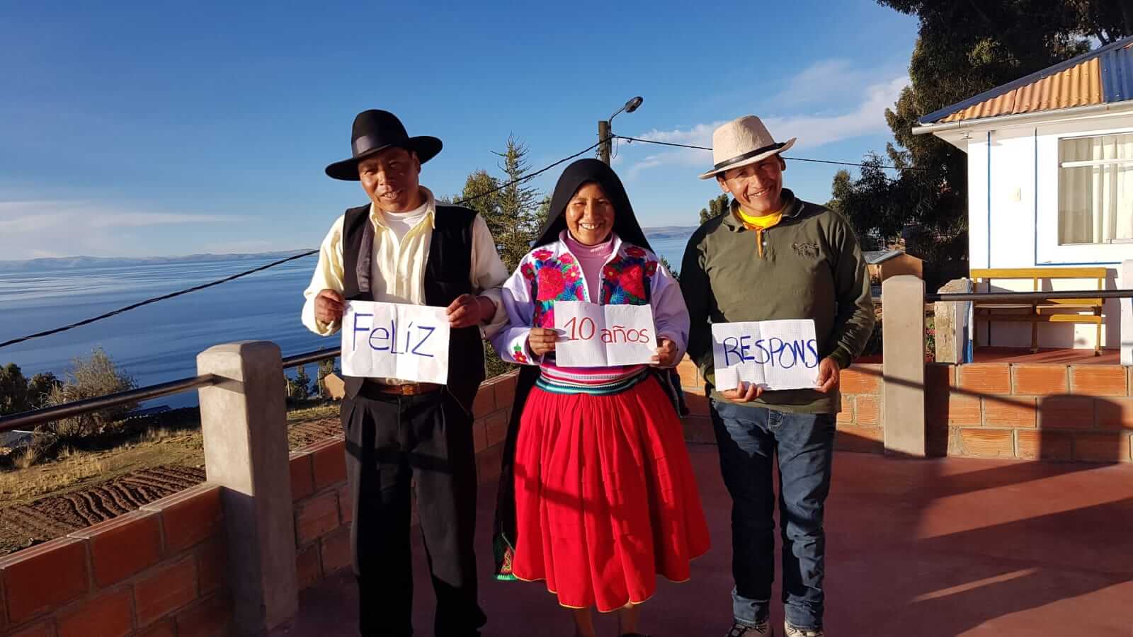 Various local partners from community-based tourism projects around Southern Peru congratulating RESPONSible Travel Peru for its tenth anniversary.