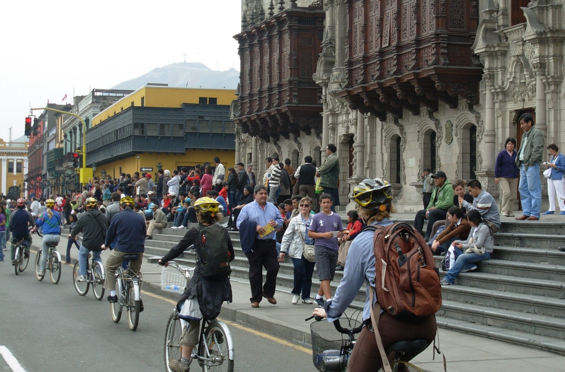 Tourists arriving at Lima downtown