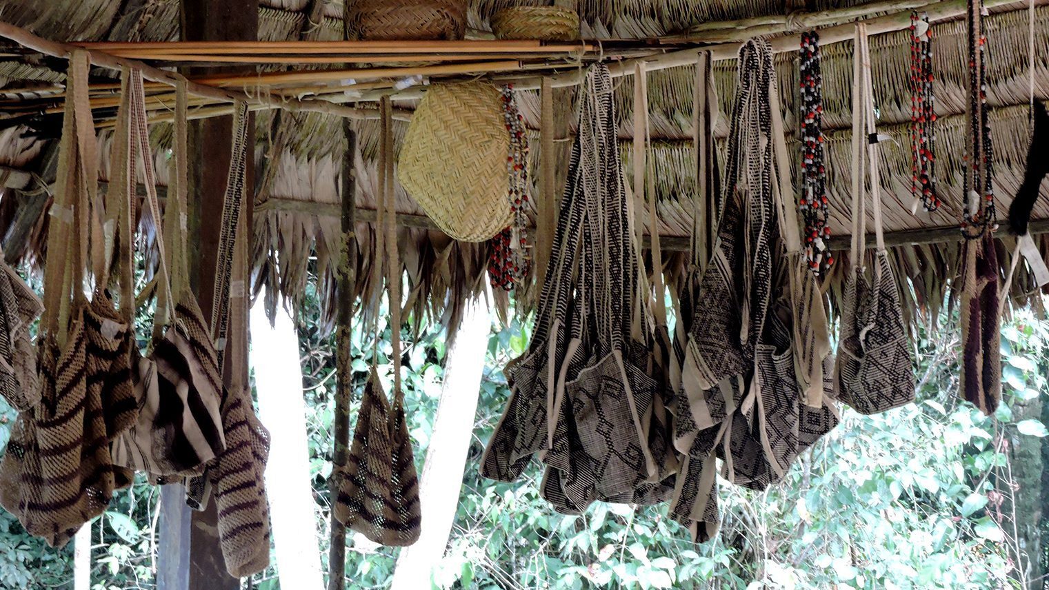 Matsiguenka bags hanging in the malocas