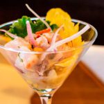 Ceviche served in wine glass - RESPONSible Travel Peru