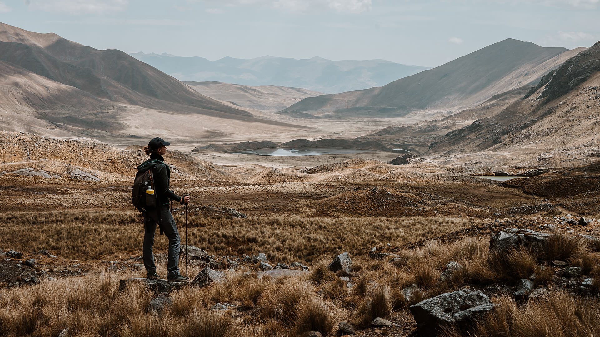 Columbus Travel magazine journalist Ynske Boersma contemplating the Andean landscape | Llama Trek Olleros to Chavin with RESPONSible Travel Peru | Photo by Bjorn Snelders