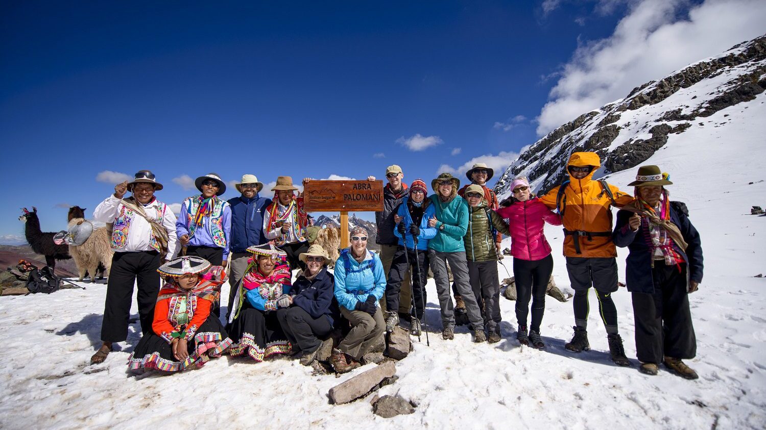 Group of hikers at Palomani Pass - Ausangate Trek - Responsible Travel Peru